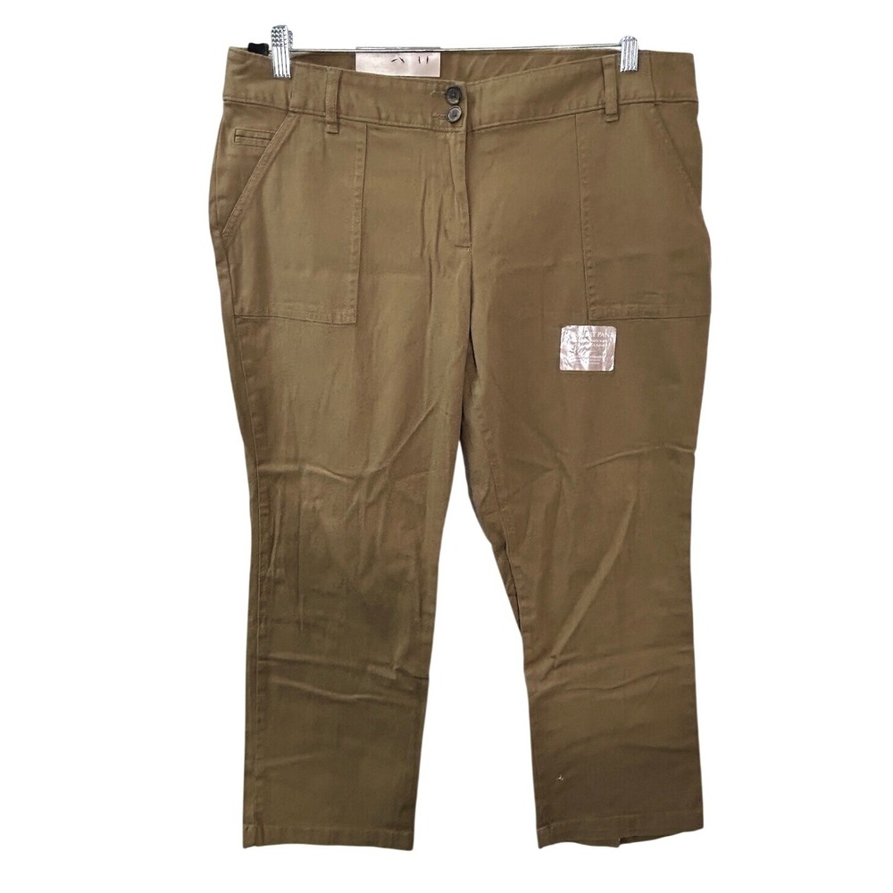 White Stag Tan Khaki Comfort‎ Pant Hidden Expandable Waist Stretch 16 Petite